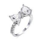 Fashion Bow Tie Ring Heart Cubic Zirconia Bowknot Anniversary Wedding Engagement Ring White Gold Plated CZ Eternity Rings for Women