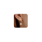 Risamil 14K Gold Plated/Silver Earrings for Women Trendy, Dainty Bow Earrings for Women Cute Pearl Huggie Earring Hoops Twist Rope Bow Stud Pearl Dangle Cubic Zirconia Earrings Jewelry Gifts