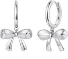 MUNDELL 14K Gold Plated Solid 925 Sterling Silver Post Bow Drop Earrings | Dainty Heart Waterdrop Hypoallergenic Drop Earrings for Women Jewelry Gift