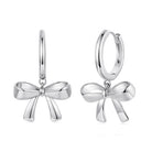 MUNDELL 14K Gold Plated Solid 925 Sterling Silver Post Bow Drop Earrings | Dainty Heart Waterdrop Hypoallergenic Drop Earrings for Women Jewelry Gift