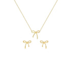 Gold Earrings Necklace for Women Cute Bow Earrings Dainty Bow Necklace Gold Jewelry Set Summer Beach Earring Charm Necklaces Beach Outfits Trendy Jewelry Gifts for Women