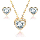 EVEVIC Austrian Crystal Heart Pendant Necklace Earrings for Women 14K Gold Plated Hypoallergenic Jewelry Set