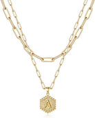 M MOOHAM Dainty Initial Necklaces for Women, 14K-Gold-Plated Layering Necklace for Women Cute Hexagon Letter Initial Necklace Layered Necklaces for Womens Teen Girl Gifts