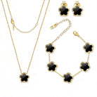 SHINYY Five Leaf Clover Jewelry Set for Women | 18K Gold Plated Bracelet Necklace Earrings | 5 Leaf Lucky Pendant and Ear Studs for Her