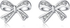 SLUYNZ Solid 925 Sterling Silver Tiny Bow Earrings Stud for Women Teens CZ Bowknot Stud Earrings
