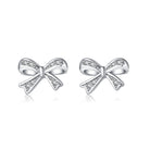 SLUYNZ Solid 925 Sterling Silver Tiny Bow Earrings Stud for Women Teens CZ Bowknot Stud Earrings