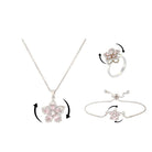 Necklace for Women Gold Flower Fidget Necklace Rotatable Crystal Silver Blossom Pendant Necklaces Adjustable Spinning Fidget Necklaces Redbud Flower Choker Funny Gift Jewelry