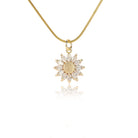 14K Gold Plated Sunflower Necklace for Women Teen Girls Friendship Sunflower Gifts for Mom, Girlfriend, Sunshine Flowers Necklace Shiny Cubic Zirconia Petals Chain Length 16"+4" Extender