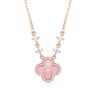 Women's 18K Gold Plated Clover Necklace with White Natural Shell - Four Leaf Lucky Charm Dainty Link Necklaces Jewelry for Women, Trendy Birthday/Mother's Day Gift
