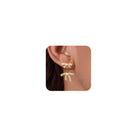 Risamil 14K Gold Plated/Silver Earrings for Women Trendy, Dainty Bow Earrings for Women Cute Pearl Huggie Earring Hoops Twist Rope Bow Stud Pearl Dangle Cubic Zirconia Earrings Jewelry Gifts