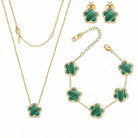 SHINYY Five Leaf Clover Jewelry Set for Women | 18K Gold Plated Bracelet Necklace Earrings | 5 Leaf Lucky Pendant and Ear Studs for Her