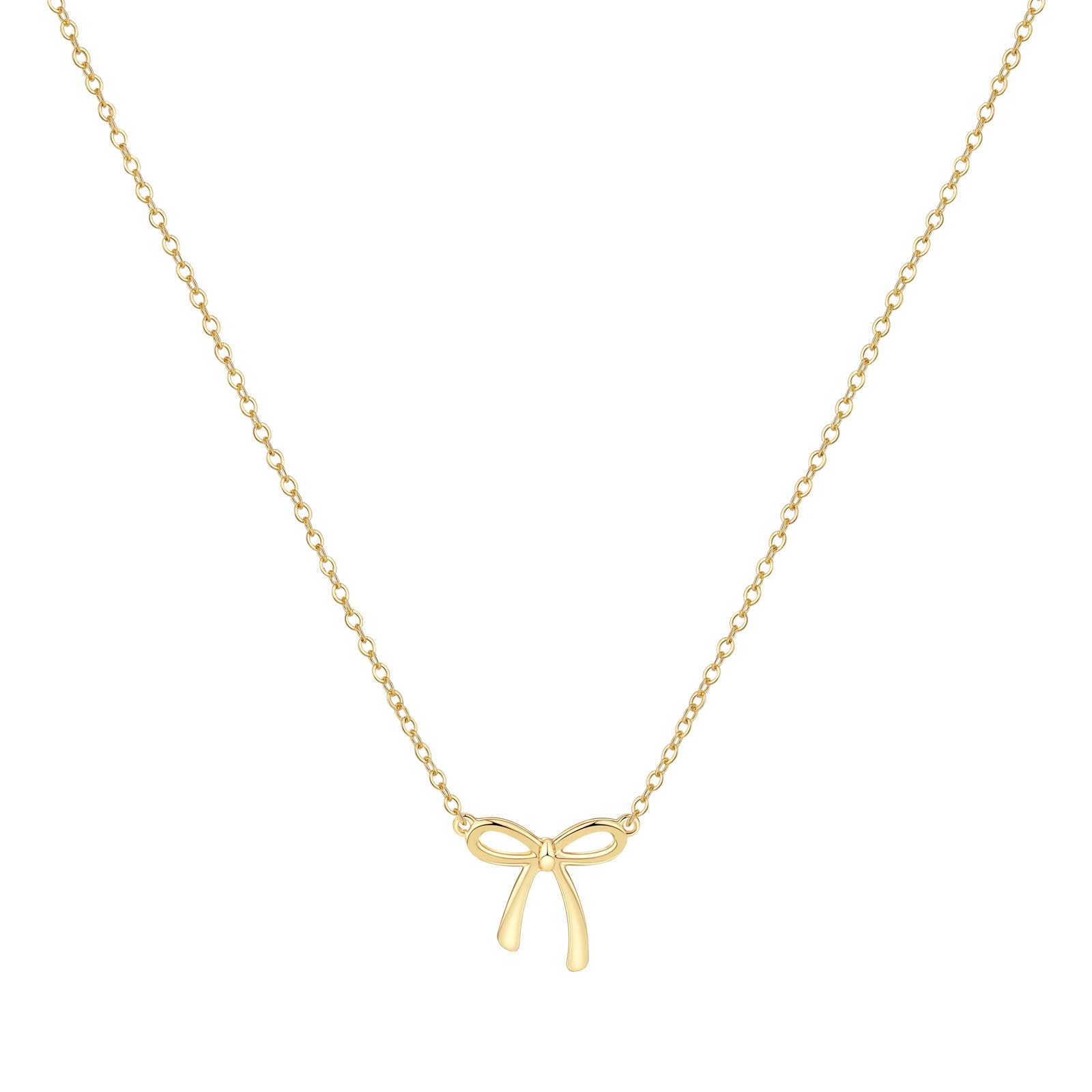 CAROVO Gold Necklace for Women Bow Necklace 14K Dainty Layered Gold Necklace Cute Small Cubic Zirconia Bow Pendant Choker Chain Necklace Trendy Necklace Jewelry Gift for Women