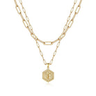 M MOOHAM Dainty Initial Necklaces for Women, 14K-Gold-Plated Layering Necklace for Women Cute Hexagon Letter Initial Necklace Layered Necklaces for Womens Teen Girl Gifts