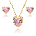 EVEVIC Austrian Crystal Heart Pendant Necklace Earrings for Women 14K Gold Plated Hypoallergenic Jewelry Set