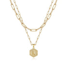 M MOOHAM Dainty Initial Necklaces for Women, 14K-Gold-Plated Layering Necklace for Women Cute Hexagon Letter Initial Necklace Layered Necklaces for Womens Teen Girl Gifts