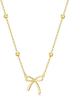 Thaivor Necklace for Women Dainty Bow Necklace 14K Gold Plated Cute Choker Small Pendant Charm Necklaces Teen Gift Trendy Stuff Personalized Jewelry Gifts