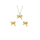 Gold Earrings Necklace for Women Cute Bow Earrings Dainty Bow Necklace Gold Jewelry Set Summer Beach Earring Charm Necklaces Beach Outfits Trendy Jewelry Gifts for Women
