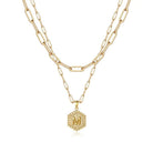 M MOOHAM Dainty Initial Necklaces for Women, 14K-Gold-Plated Layering Necklace for Women Cute Hexagon Letter Initial Necklace Layered Necklaces for Womens Teen Girl Gifts