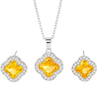 Four Leaf Clover Necklace and Earrings Set for Women, Clover Jewelry Set with Pendant Necklace and Stud Earrings, Brilliant Cubic Zirconia, Polished Metal Setting, Hypoallergenic, & Lightweight