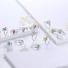 Aurora Tears Butterfly Jewelry,Women 925 Sterling Silver Butterflies Birthstone Pendant Necklace/Earrings/Rings Wedding Gift