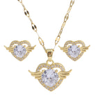 Delicate Zircon Flower Necklace Earrings Jewelry Set - 18K Gold Plated Stainless Steel Lip Chain Choker S925 Silver Needles Stud Earrings for Women, Luxury Accessories Gifts, Packed with Box