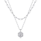 M MOOHAM Dainty Initial Necklaces for Women, 14K-Gold-Plated Layering Necklace for Women Cute Hexagon Letter Initial Necklace Layered Necklaces for Womens Teen Girl Gifts