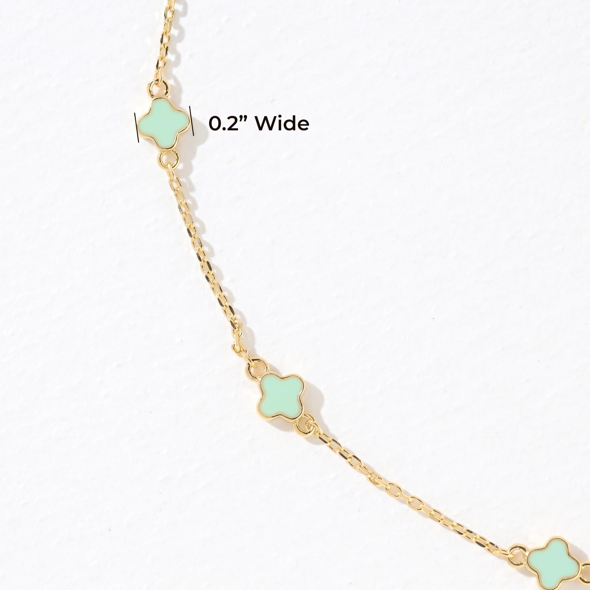 Billet-doux 14K Dainty Gold Plated Tiny Clovers Necklace For Women, Colorful Dainty Very Small 4-Leaf Clovers Gold Plated Choker Necklace, Stackable Jewelry Gifts Perfect for Her