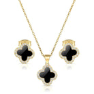 SHINYY Four Leaf Crystal Clover Necklace Earring Set for Women | 18K Gold Plated Cubic Zirconia Bracelet | 4 Leaf Lucky Pendant and Ear Studs | Jewelry Gift for Her