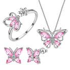 Aurora Tears Butterfly Jewelry,Women 925 Sterling Silver Butterflies Birthstone Pendant Necklace/Earrings/Rings Wedding Gift