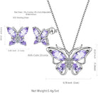 Aurora Tears Butterfly Jewelry,Women 925 Sterling Silver Butterflies Birthstone Pendant Necklace/Earrings/Rings Wedding Gift