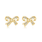 SLUYNZ Solid 925 Sterling Silver Tiny Bow Earrings Stud for Women Teens CZ Bowknot Stud Earrings