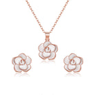 EleQueen Rose Flower Necklace Earrings Bracelet Set 14K Gold Plated Hypoallergenic Jewelry Sets Gift for Women