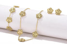 Clover Neckalce Bracelet Earring Set for Women 14K Gold Plated Stainless Steel Four Leaf Clover Jewelry Set