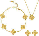 HighSpark Four Leaf Jewelry Set for Women | Designer Clover Necklace Earrings Bracelet Set | Lovely Gift