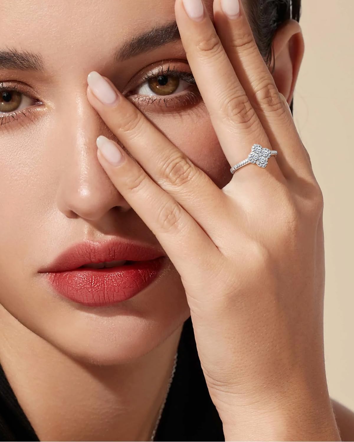 Moissanite Rings for Women 1.3ct Lucky Rings Four Leaf Clover Ring Promise Engagement Wedding Bands D Color VVS1 Moissanite Statement Rings Lucky Gifts for Women