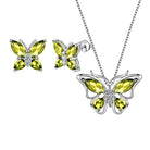 Aurora Tears Butterfly Jewelry,Women 925 Sterling Silver Butterflies Birthstone Pendant Necklace/Earrings/Rings Wedding Gift
