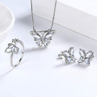 Aurora Tears Butterfly Jewelry,Women 925 Sterling Silver Butterflies Birthstone Pendant Necklace/Earrings/Rings Wedding Gift