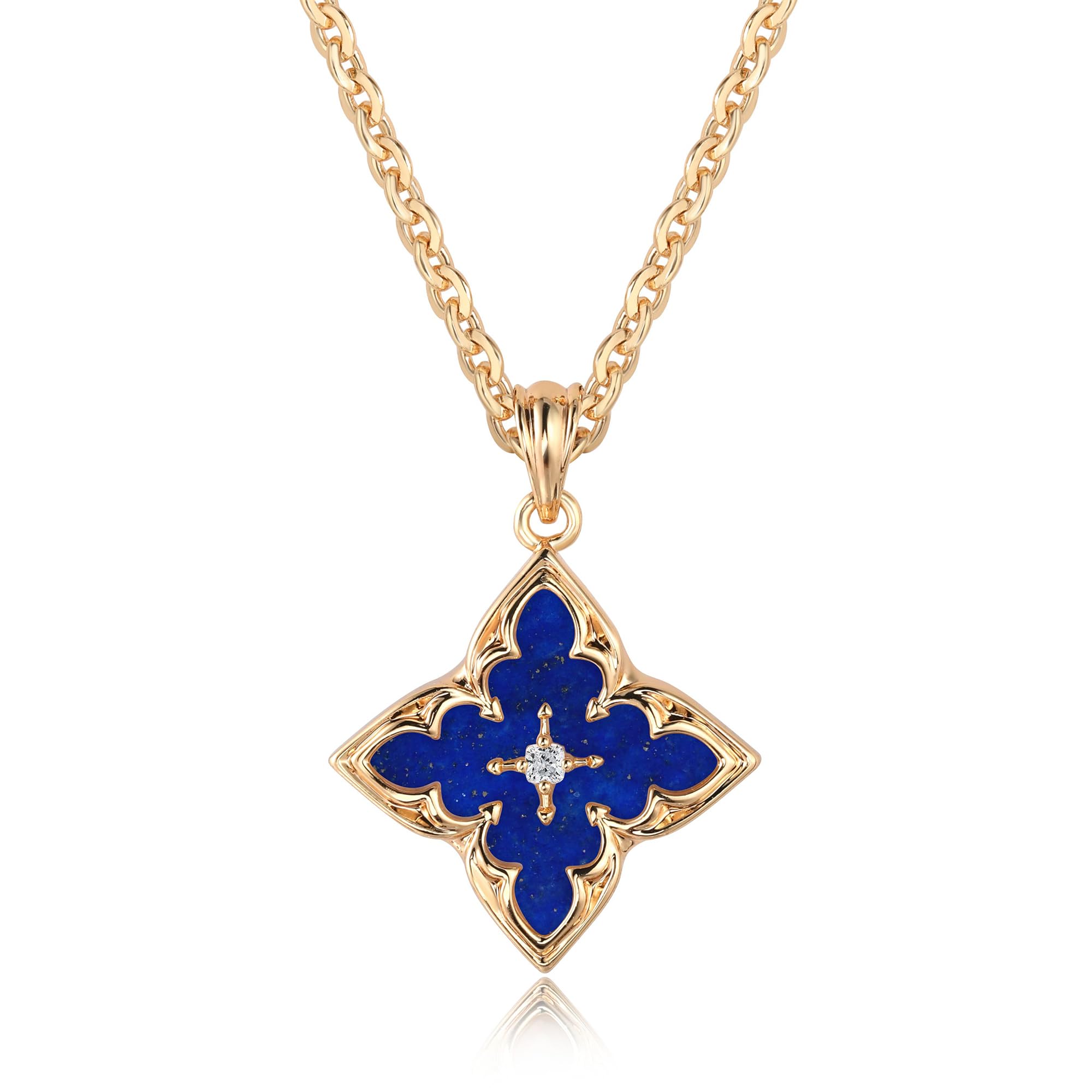 Fettero Gold Clover Necklace for Women Dainty 14K Gold Plated CZ Pendant Necklace Adjustable Chain Choker Charm Colorful Clover Pendant Lucky Necklaces for Women Jewelry