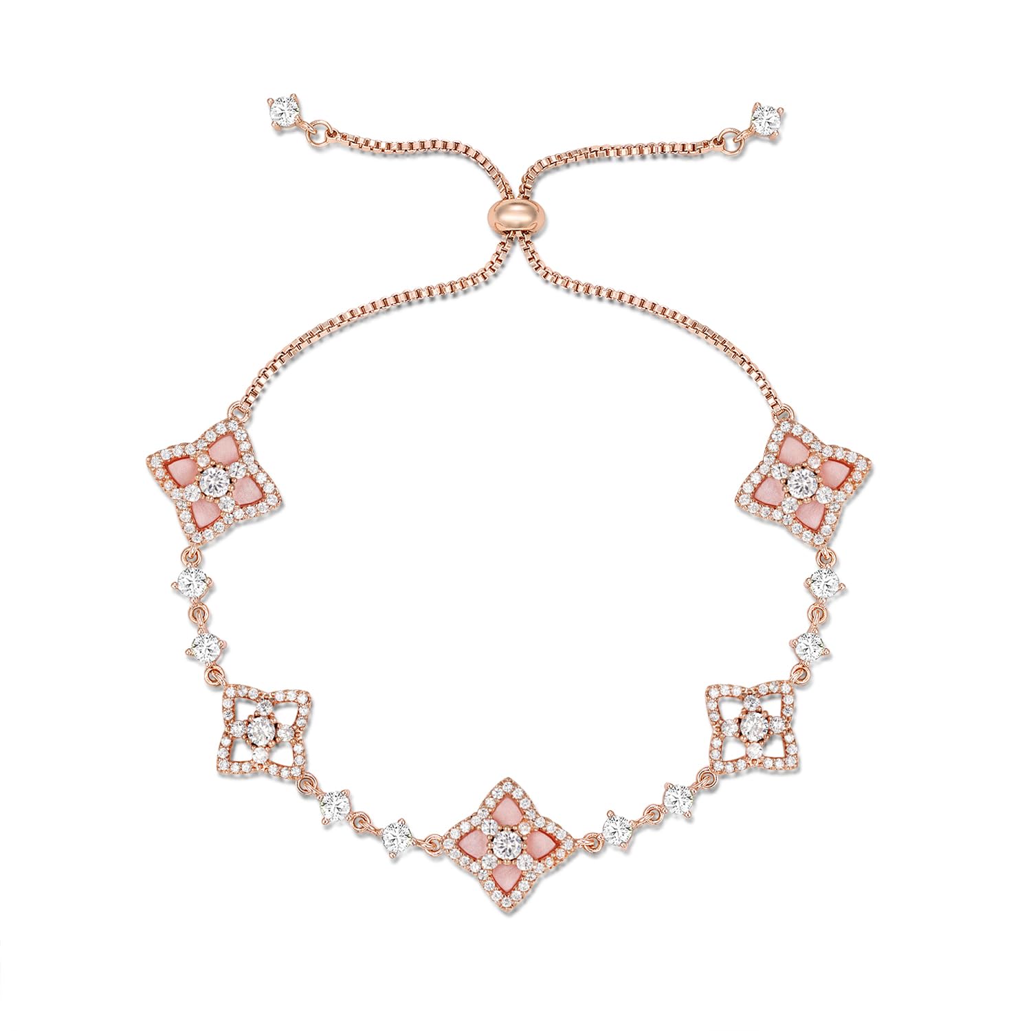 Women's 18K Gold Plated Clover Bracelet with Natural Shell - Four Leaf Lucky Charm Dainty Link Bracelets Jewelry for Women, Trendy Birthday/Mother's Day Gift