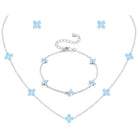 ORAZIO Dainty Silver Gold Jewelry Set for Women Trendy 14K Gold Plated CZ Flowers Pendant Choker Necklaces for Women Stud Earrings Link Bracelets Stack Jewelry Gifts for Wedding Prom Brides