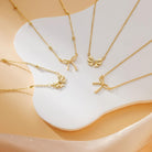 Thaivor Necklace for Women Dainty Bow Necklace 14K Gold Plated Cute Choker Small Pendant Charm Necklaces Teen Gift Trendy Stuff Personalized Jewelry Gifts