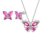 Aurora Tears Butterfly Jewelry,Women 925 Sterling Silver Butterflies Birthstone Pendant Necklace/Earrings/Rings Wedding Gift