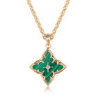Fettero Gold Clover Necklace for Women Dainty 14K Gold Plated CZ Pendant Necklace Adjustable Chain Choker Charm Colorful Clover Pendant Lucky Necklaces for Women Jewelry