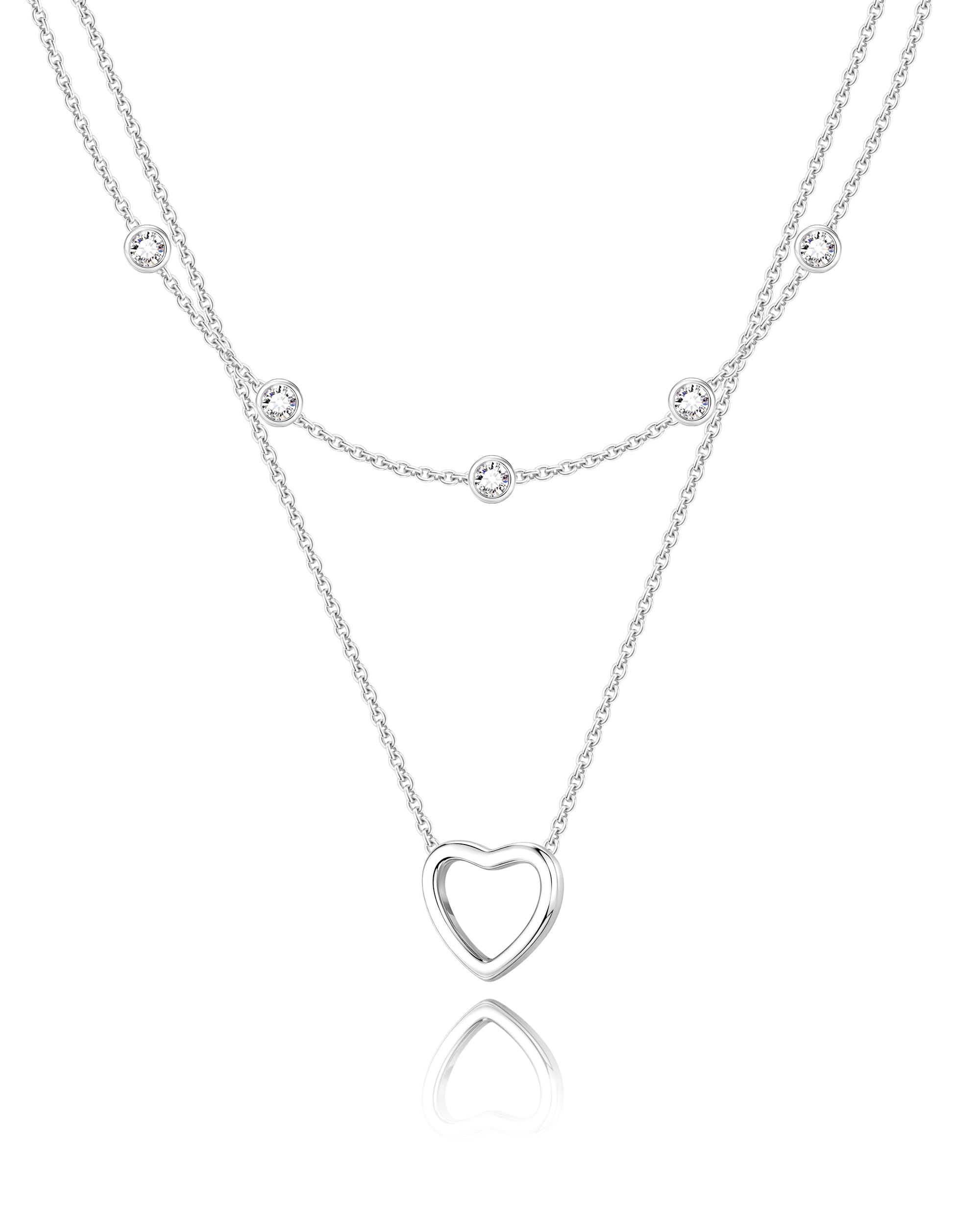 Heart Necklaces for Women, Dainty 14K Gold/Silver Plated Necklace Cute Tiny Gold Diamond Infinity Heart Pendant Jewelry, Ideal Gifts for Mothers Day Birthday Graduation Valentine's Day