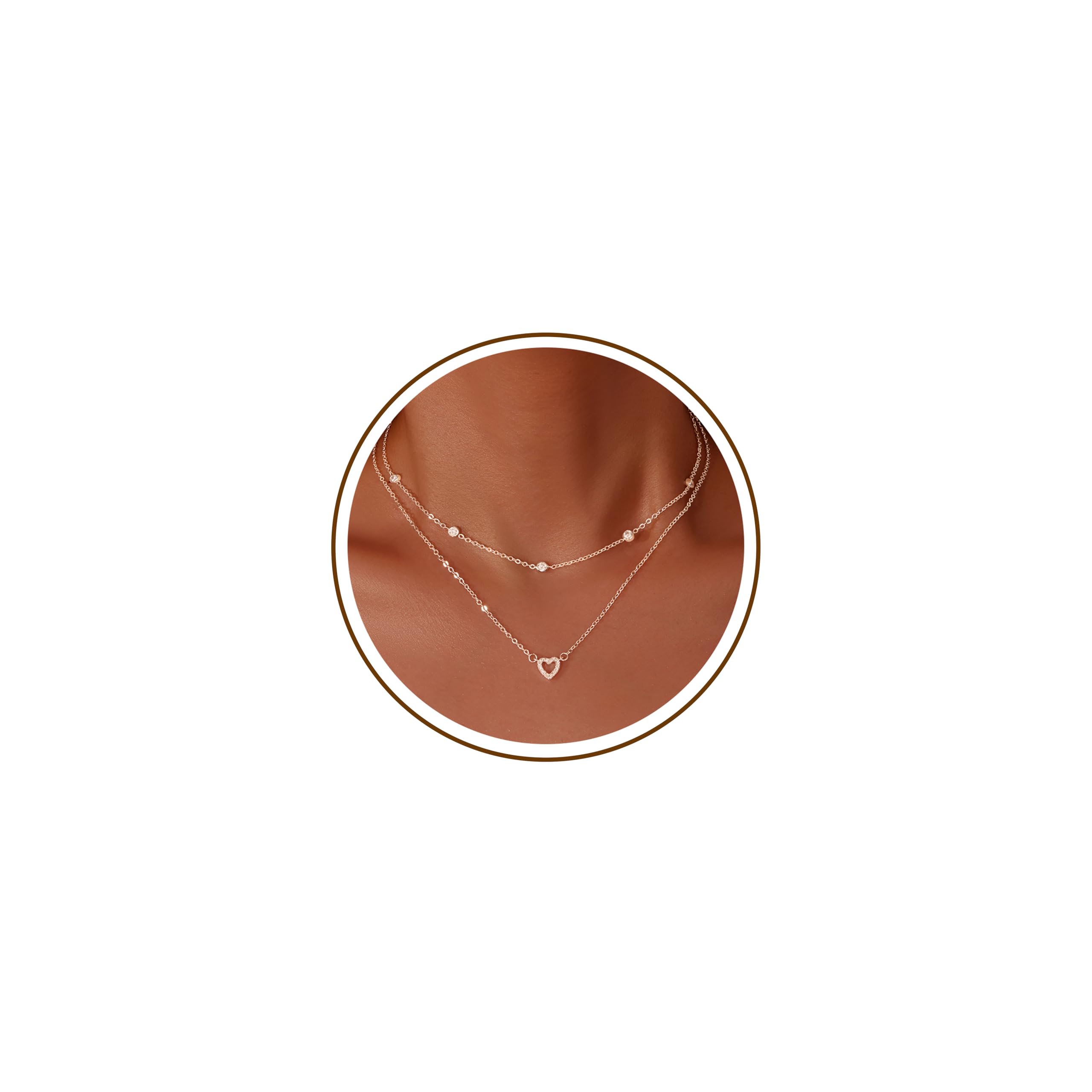 Heart Necklaces for Women, Dainty 14K Gold/Silver Plated Necklace Cute Tiny Gold Diamond Infinity Heart Pendant Jewelry, Ideal Gifts for Mothers Day Birthday Graduation Valentine's Day