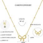CAROVO Gold Necklace for Women Bow Necklace 14K Dainty Layered Gold Necklace Cute Small Cubic Zirconia Bow Pendant Choker Chain Necklace Trendy Necklace Jewelry Gift for Women