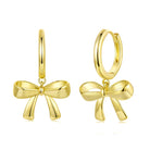 MUNDELL 14K Gold Plated Solid 925 Sterling Silver Post Bow Drop Earrings | Dainty Heart Waterdrop Hypoallergenic Drop Earrings for Women Jewelry Gift