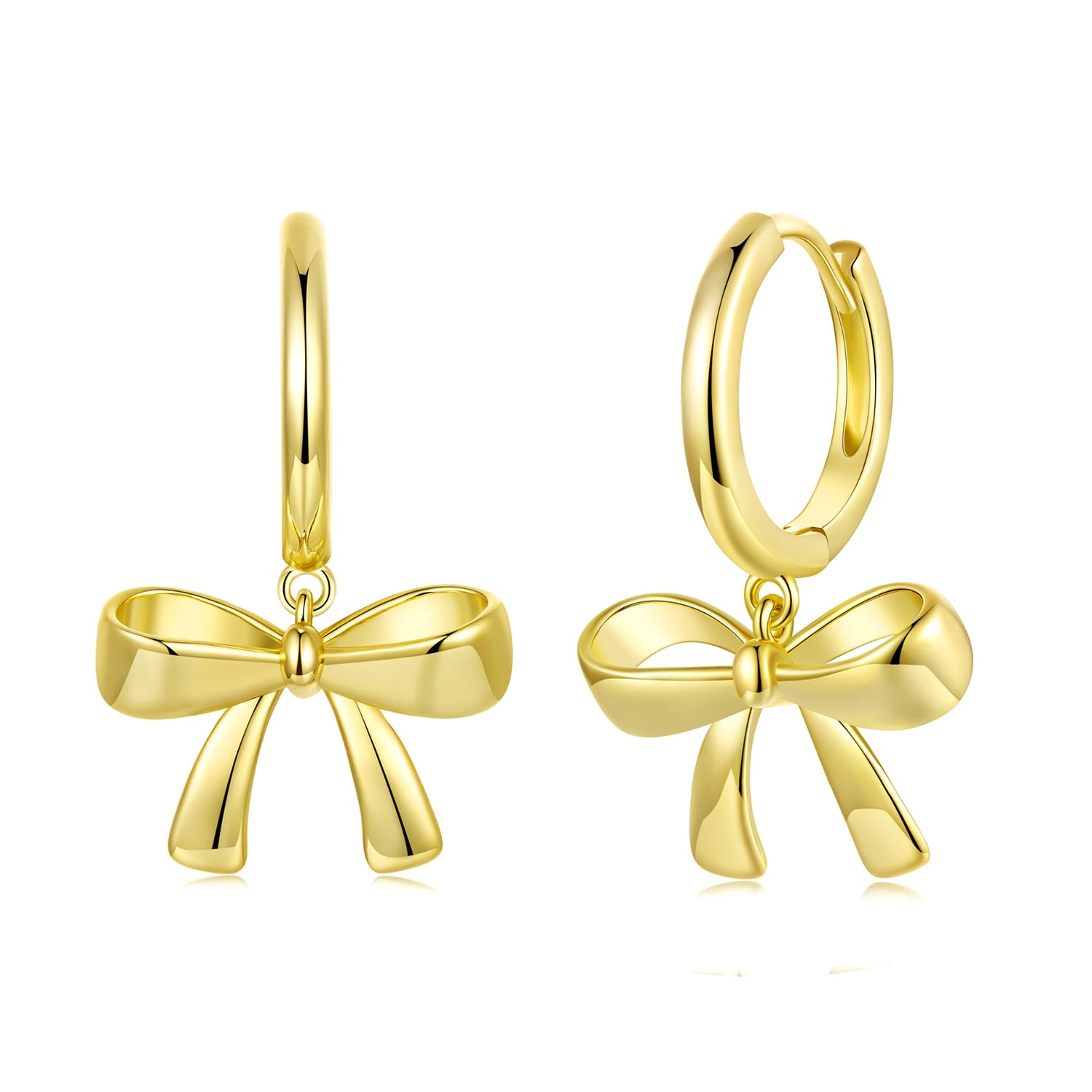 MUNDELL 14K Gold Plated Solid 925 Sterling Silver Post Bow Drop Earrings | Dainty Heart Waterdrop Hypoallergenic Drop Earrings for Women Jewelry Gift