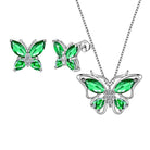 Aurora Tears Butterfly Jewelry,Women 925 Sterling Silver Butterflies Birthstone Pendant Necklace/Earrings/Rings Wedding Gift