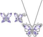Aurora Tears Butterfly Jewelry,Women 925 Sterling Silver Butterflies Birthstone Pendant Necklace/Earrings/Rings Wedding Gift